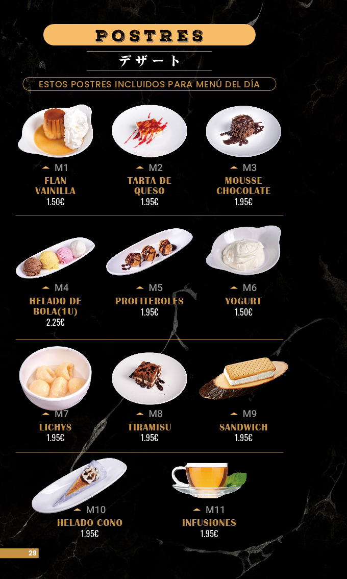 Menú Noche